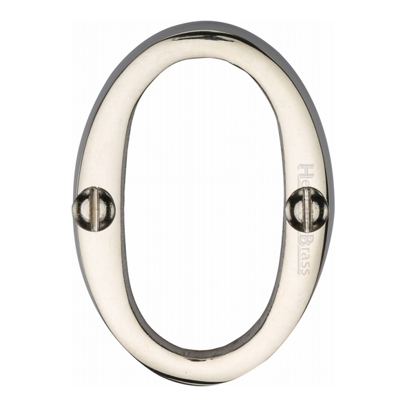 C1567 0-PNF • 51mm • Polished Nickel • Heritage Brass Face Fixing Numeral 0